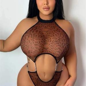 Leopar Desenli Büyük Bedenlere Uygun Babydoll