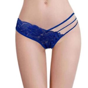 Kadın Mavi Dantelli Şerit Detaylı String Külot